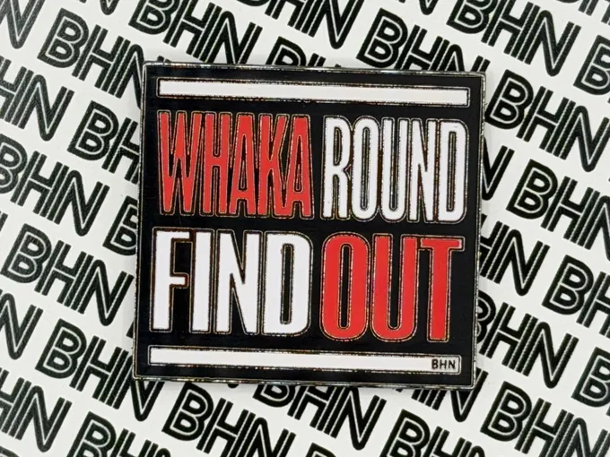 Whaka Round Find Out Enamel Pin