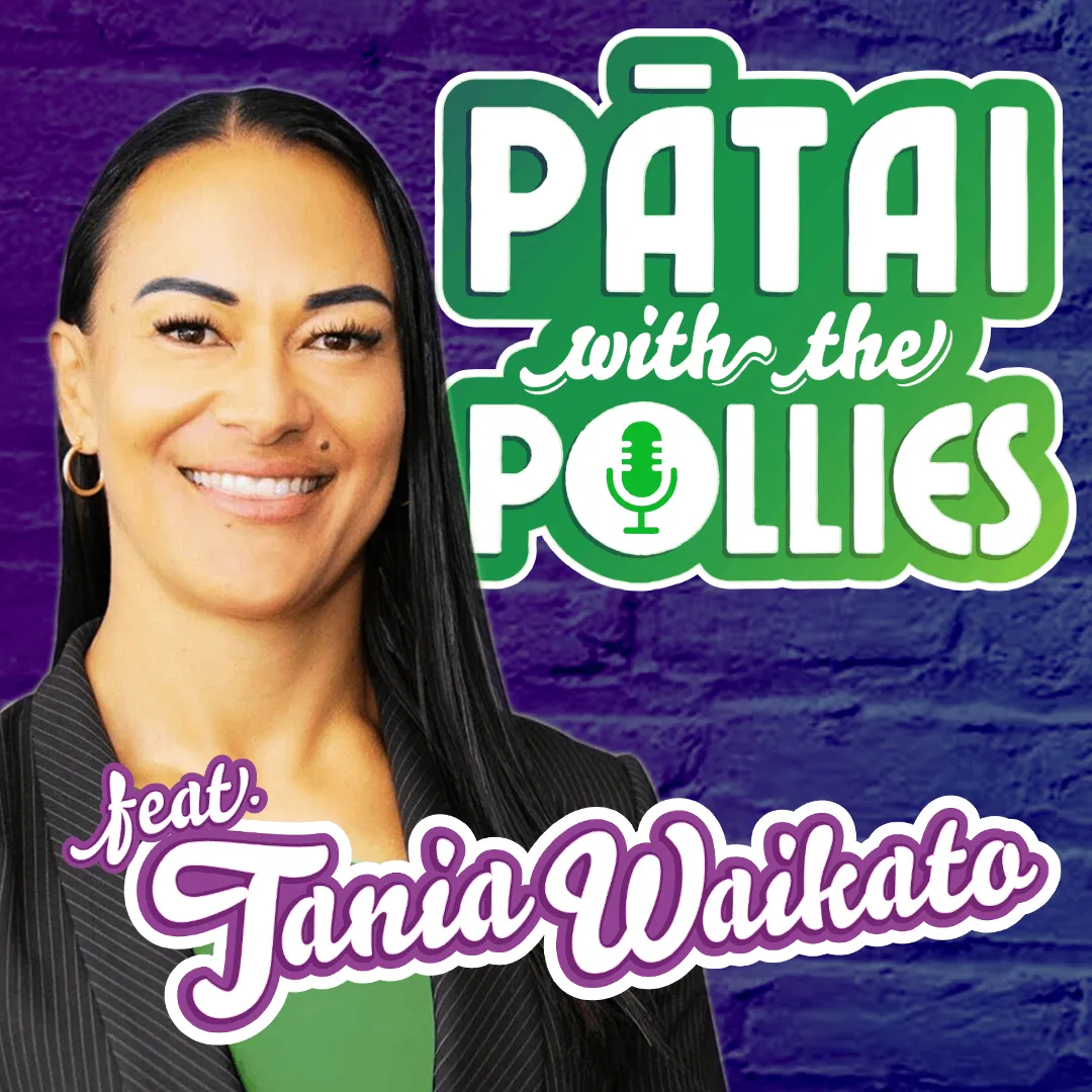 Pātai with the Pollies Banner